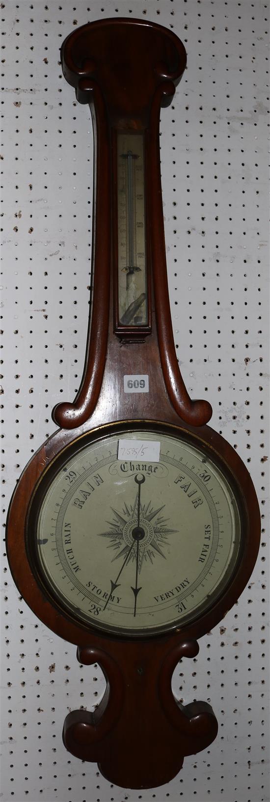 Victorian walnut wheel barometer